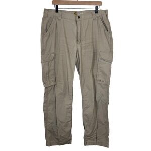 Carhartt Mens Relaxed Fit Force Cargo Pants Khaki Work Size 38x32 Actual 36x29